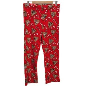 Emoji Womens M 8-10‎ Red Christmas Poop Candy Cane Fleece Lounge Pajama Pants